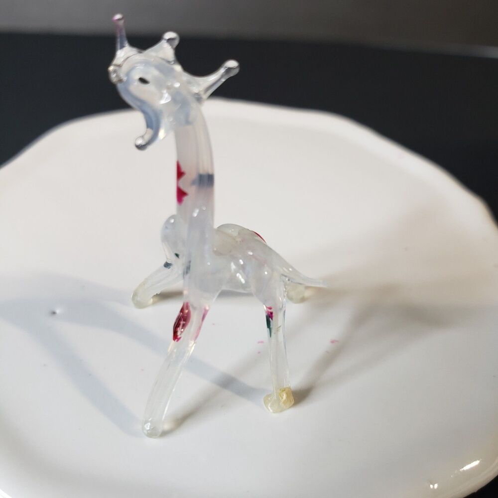 MCM Vintage Miniature Hand Blown Glass Giraffe Figurine 1" Mini Animal